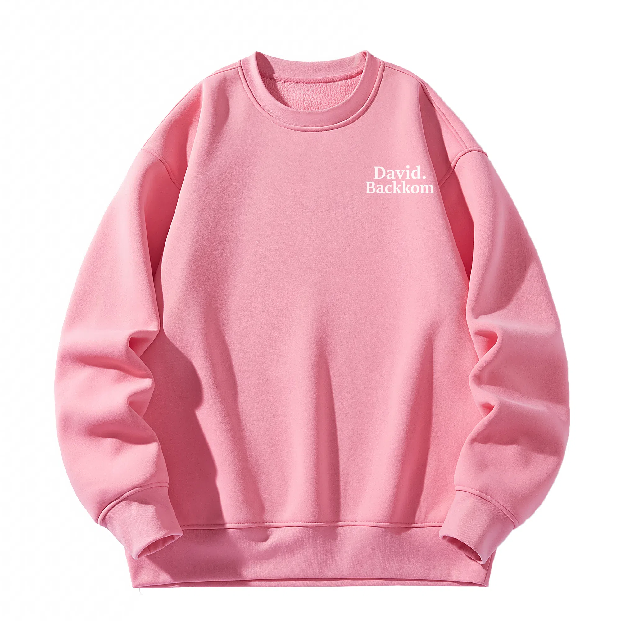 大卫贝肯 美式复古简约宽松休闲圆领长袖卫衣 男女同款 西瓜粉