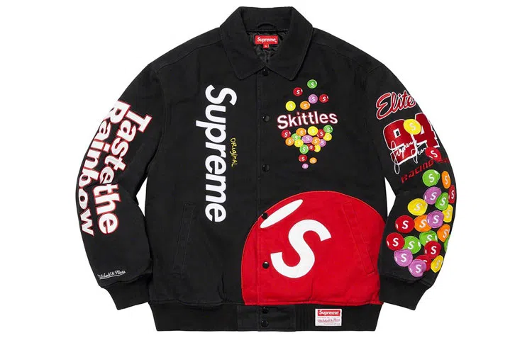 Supreme x Skittles x Mitchell & Ness Varsity Jacket
