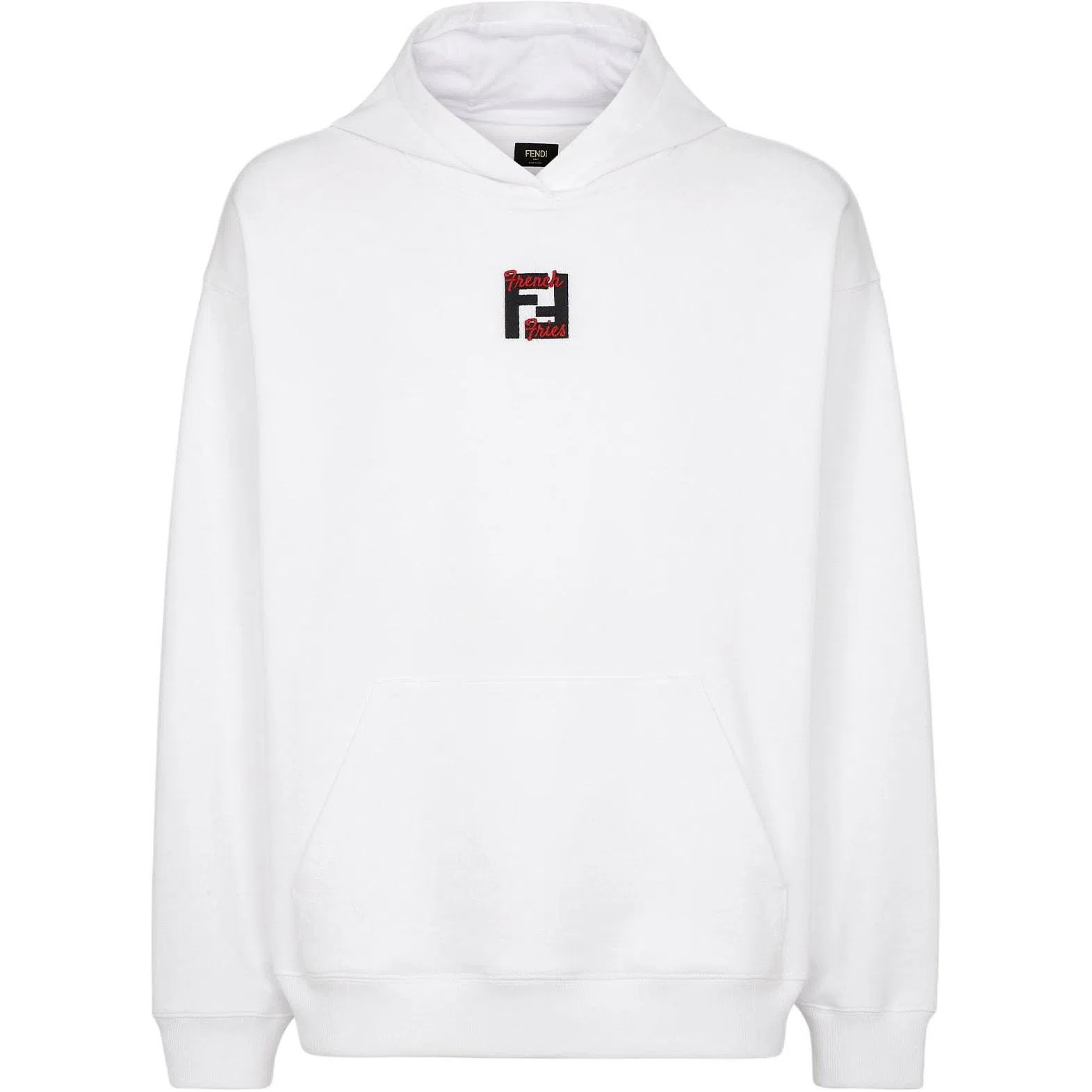 Fendi FW24 Drawstring Hoodie Embroidered Patch White