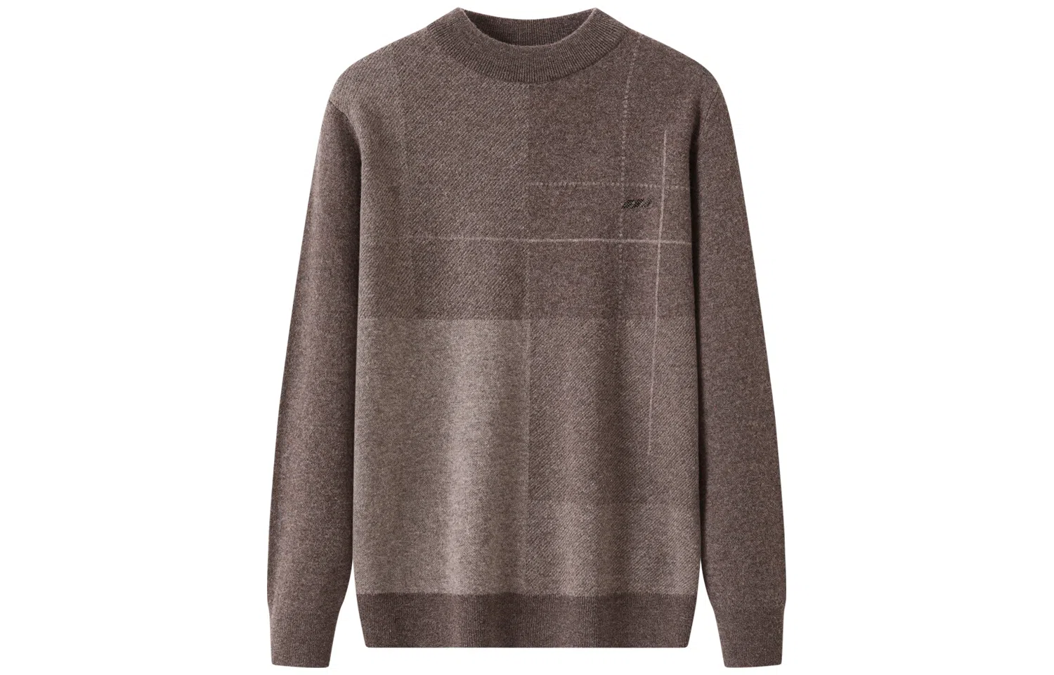 恒源祥 纯羊毛半高领加厚拼色提花针织毛衣 男款