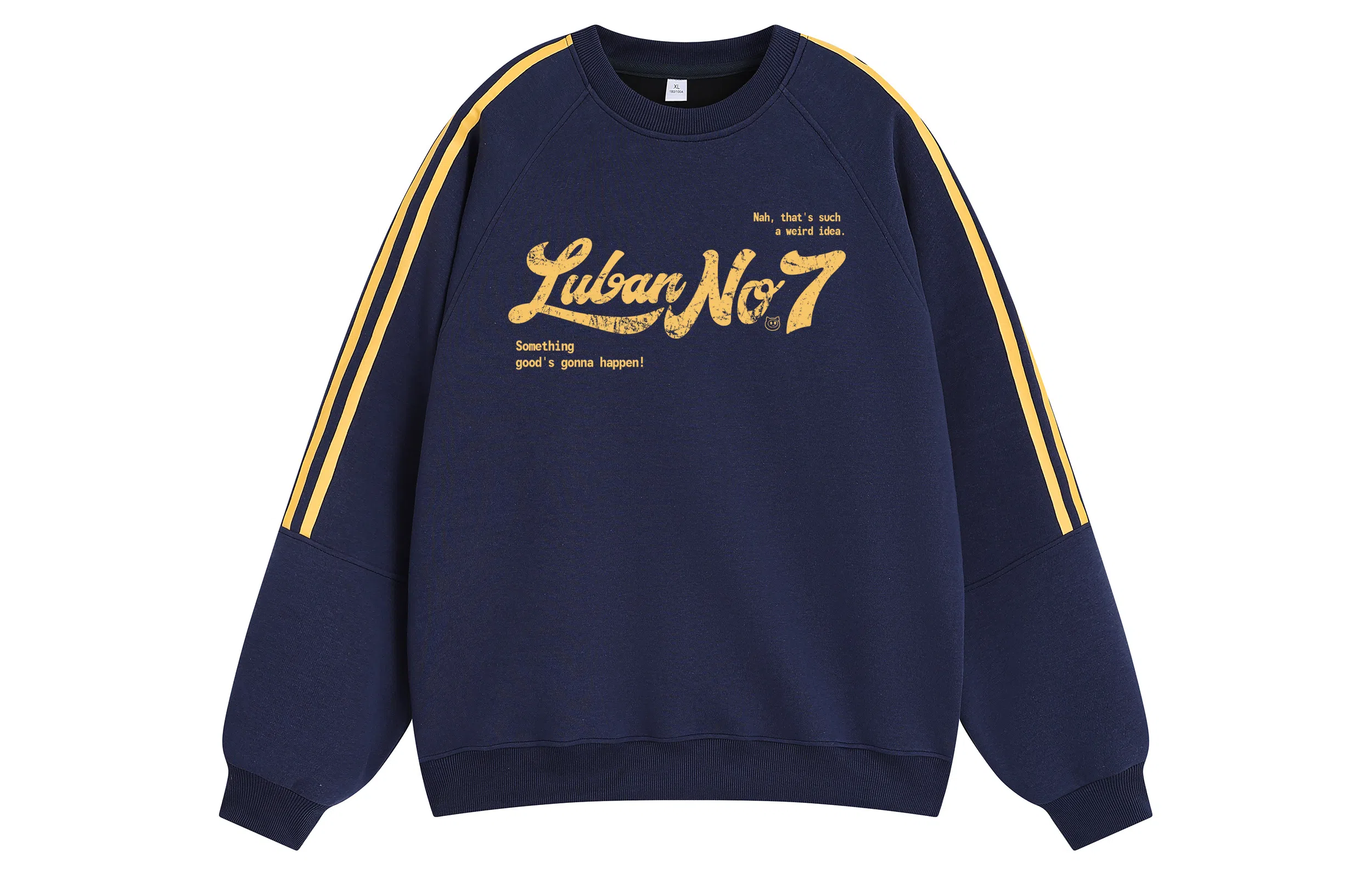 王者荣耀 鲁班七号星空梦想款美式高街基础款条杠重磅斑驳字母印花套头简约宽松柔软舒适休闲百搭长袖圆领卫衣 男女同款