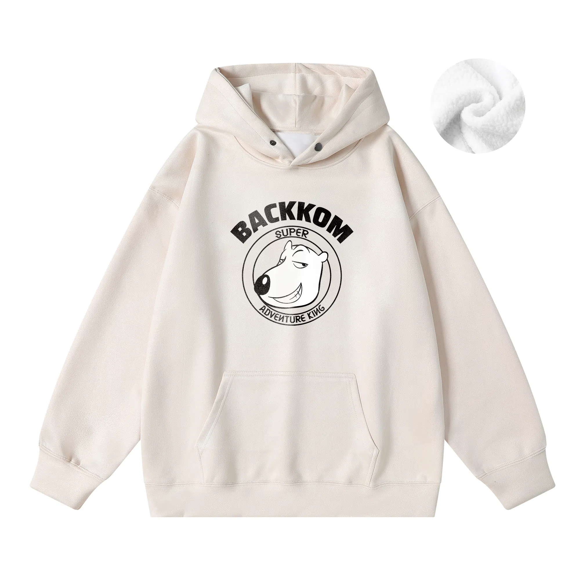 大卫贝肯 美式复古搞怪倒霉熊字母印花休闲百搭落肩套头长袖连帽卫衣 男女同款