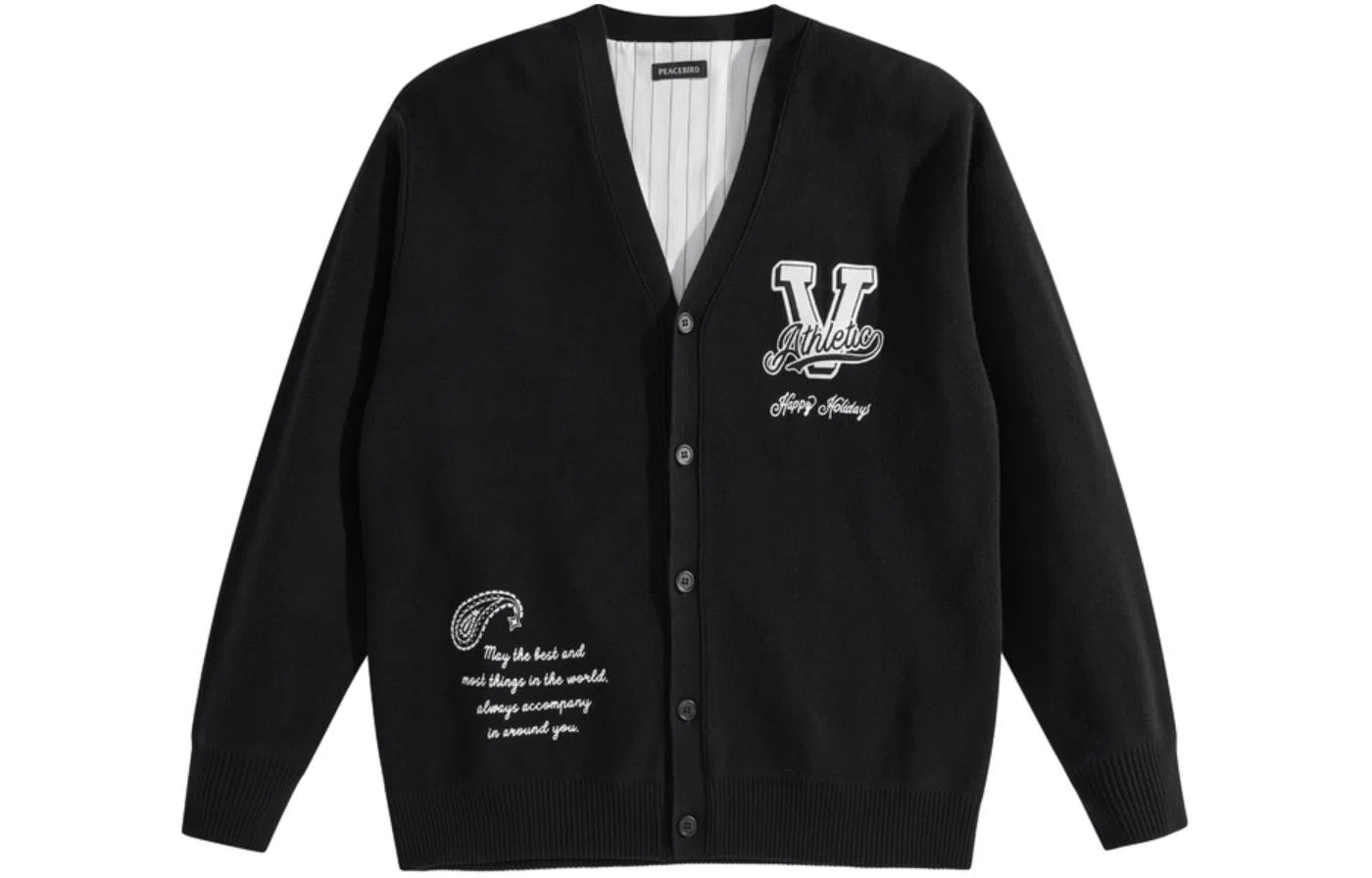 PEACEBIRD MEN SS24 CNY Knit Cardigan Black Grey