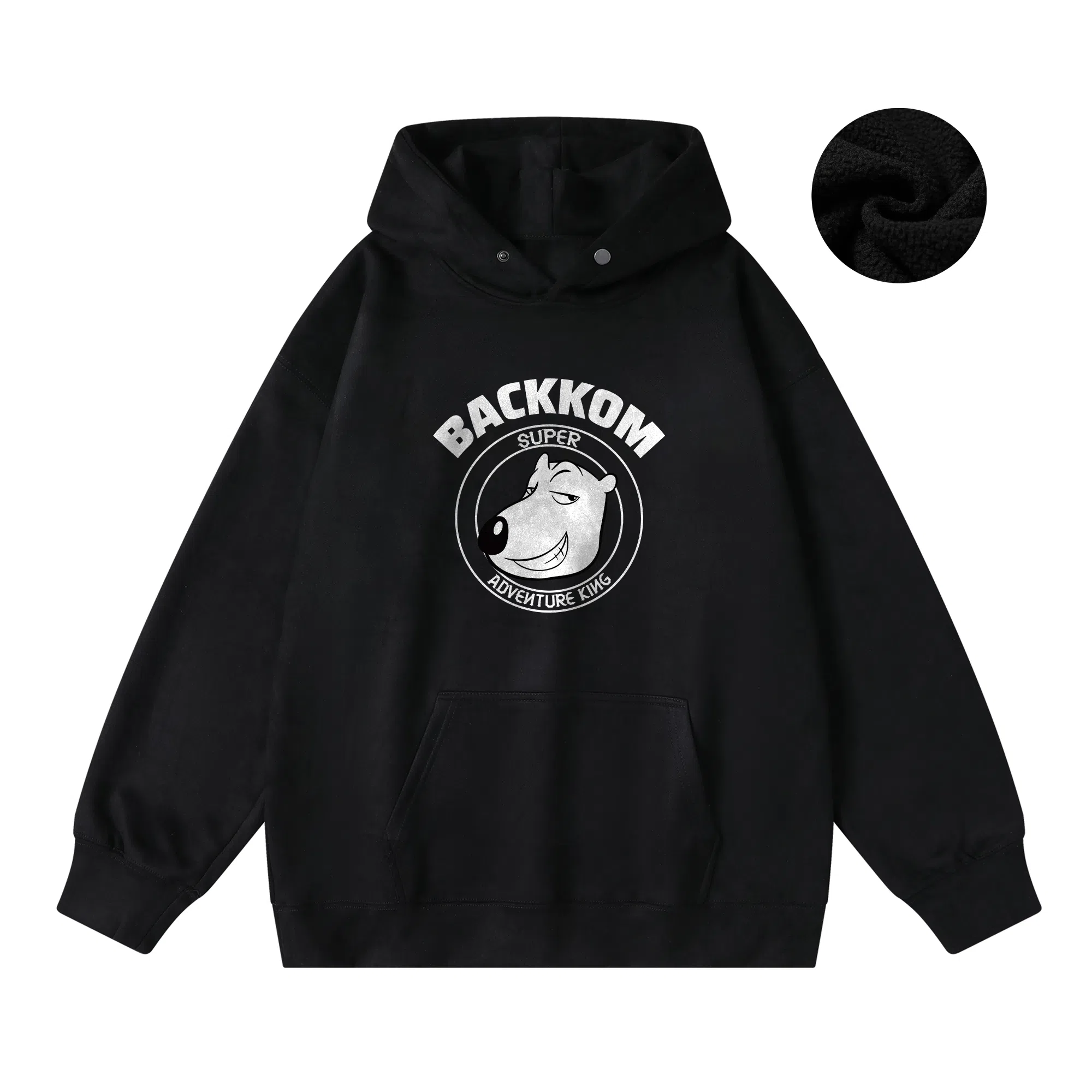 大卫贝肯 美式复古搞怪倒霉熊字母印花休闲百搭落肩套头长袖连帽卫衣 男女同款