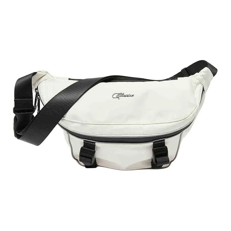 三福 反光条立体 织物 胸包 中号 女款 大红/象牙白/黑色