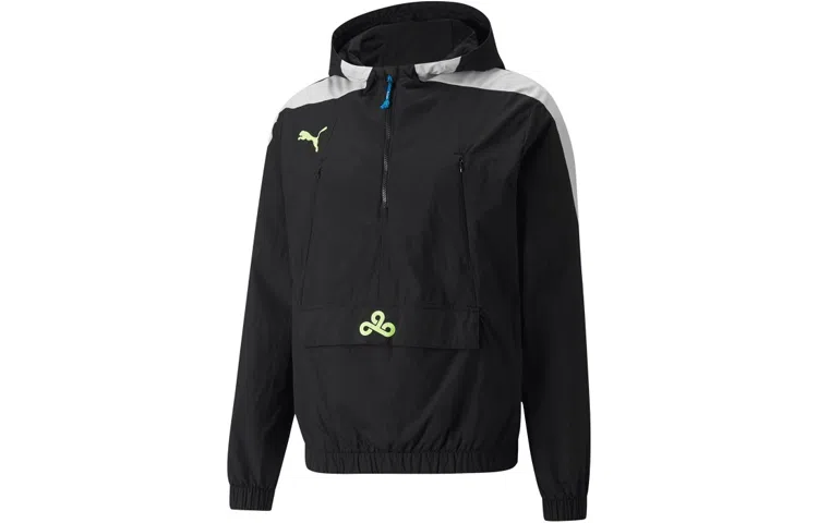 Puma Logo Print Hoodie Jacket Black