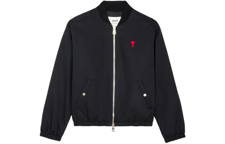 AMIPARIS FW21 Logo Embroidered Bomber Jacket Black