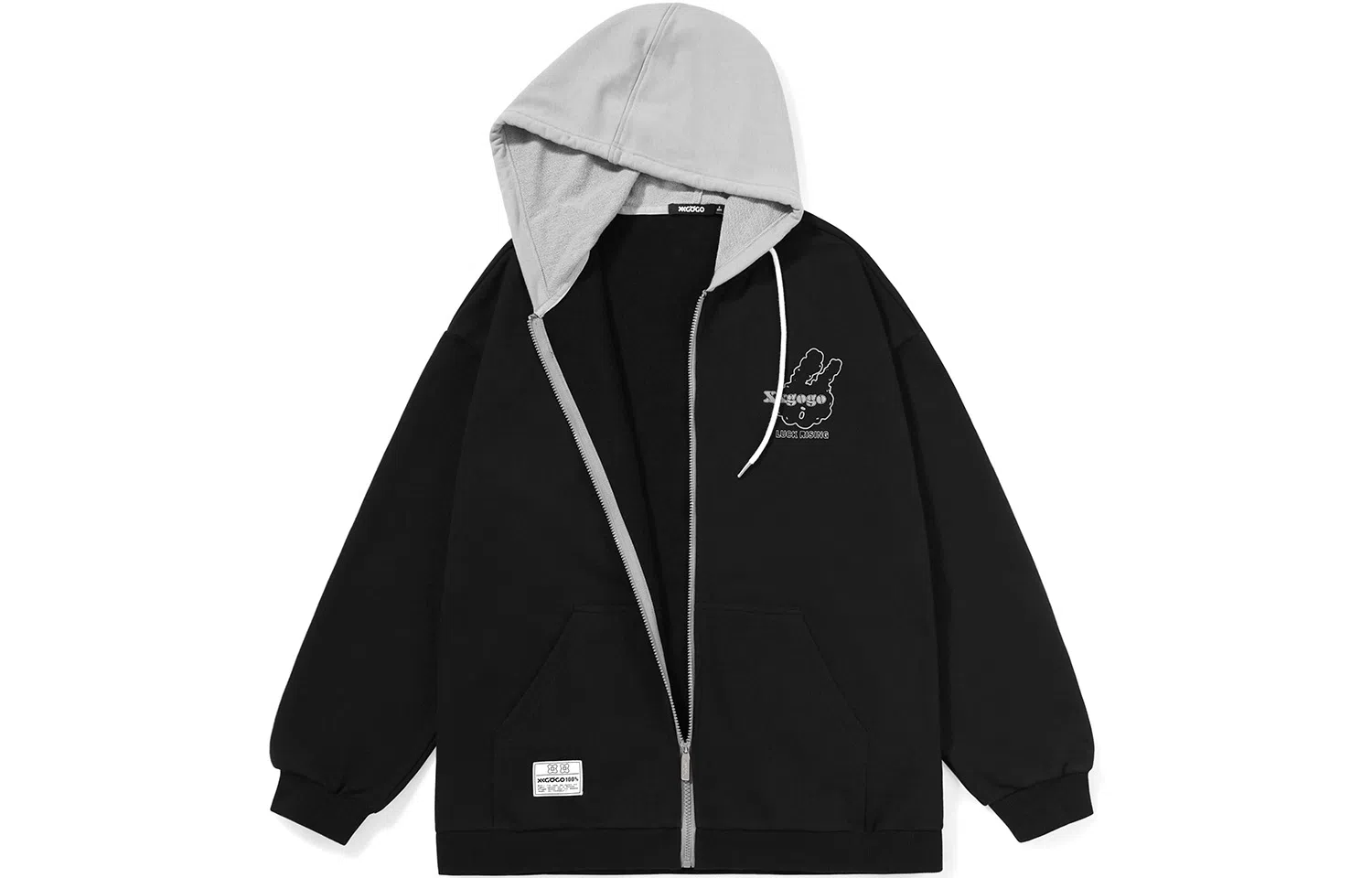 XXGOGO Colorblock Letter Print Hoodie Jacket