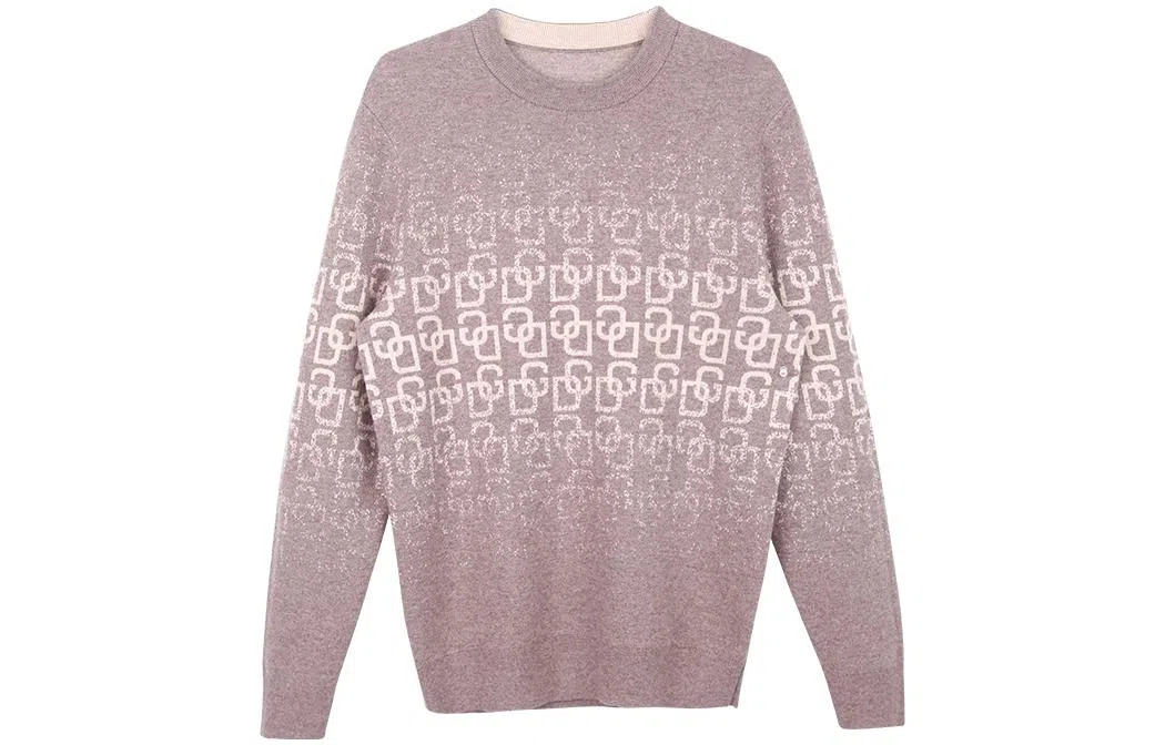 才子 圆领撞色提花休闲毛衣 男款