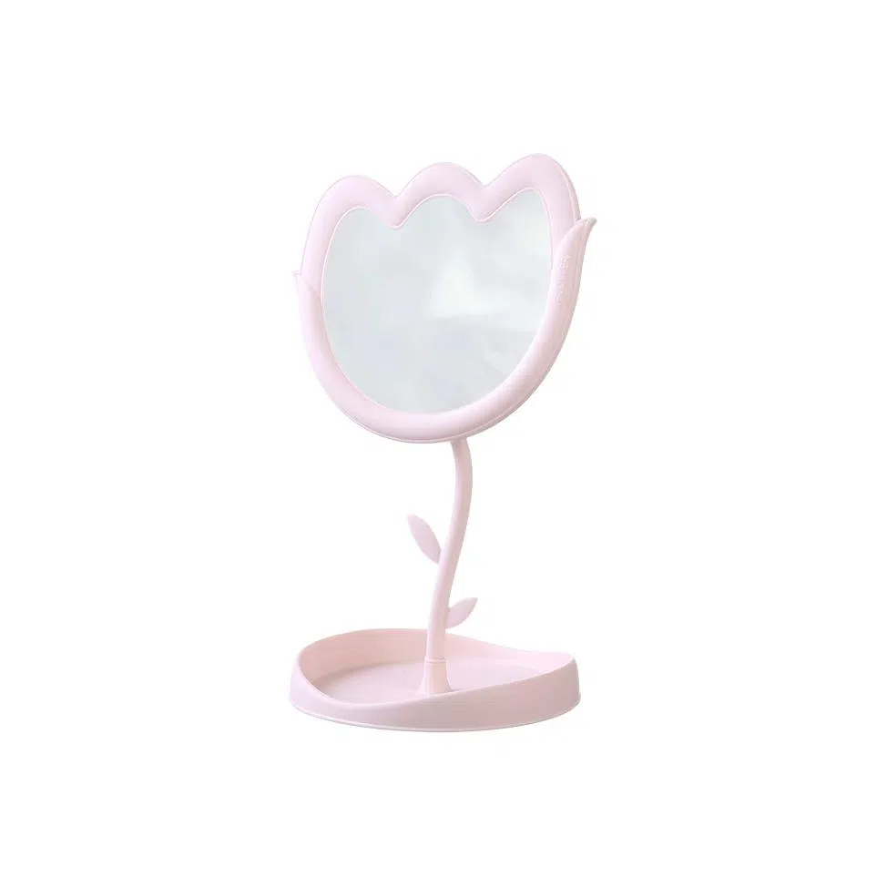 米甜兔 粉色郁金香化妆镜 便携