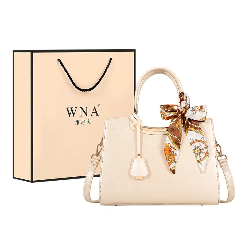 维尼奥 品牌国风提花刺绣妈妈包高颜值时尚气质休闲百搭女包简约新中式通勤托特包 合成革 手提包单肩斜挎 常规 女款 白色