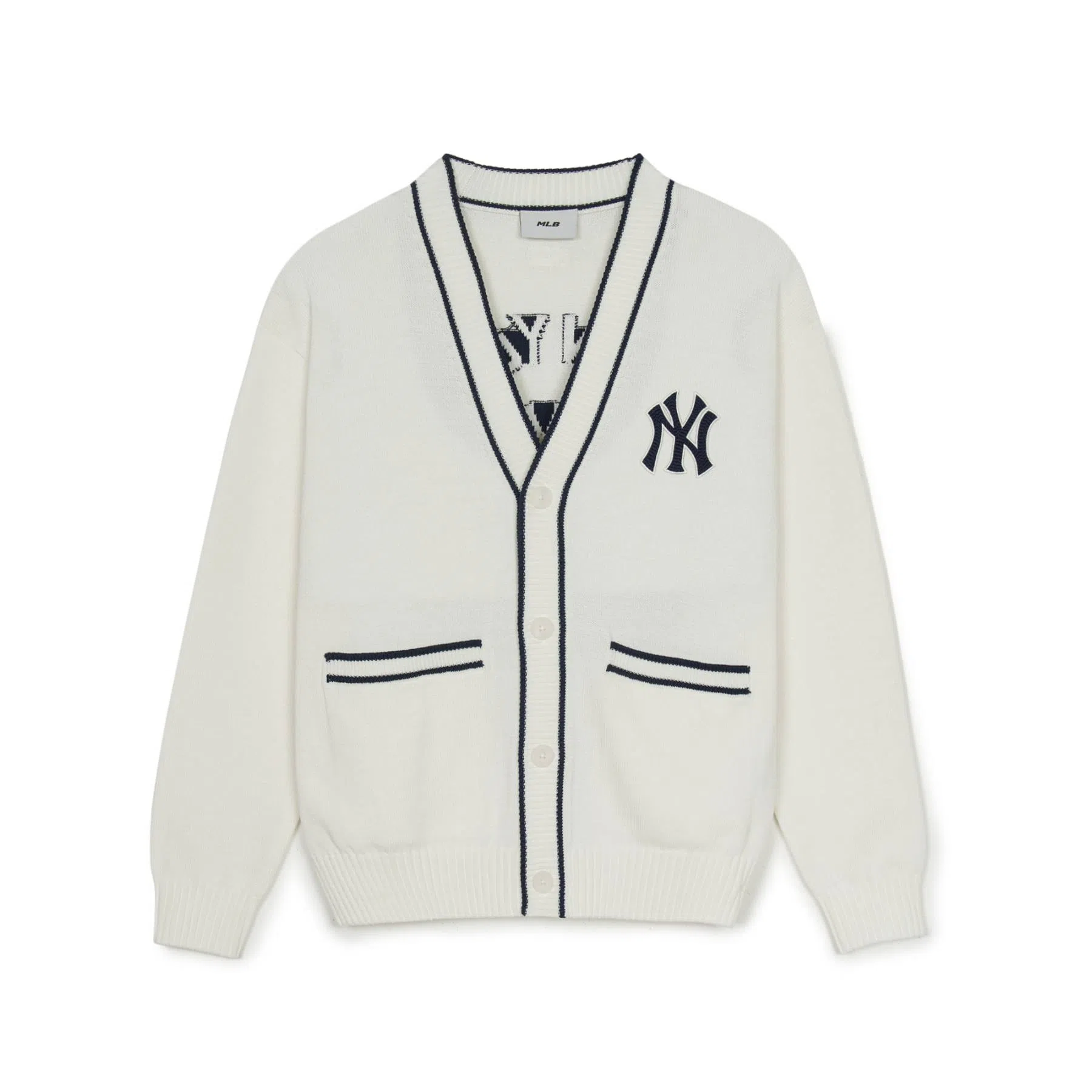 MLB Varsity Basic Button Cardigan Ivory