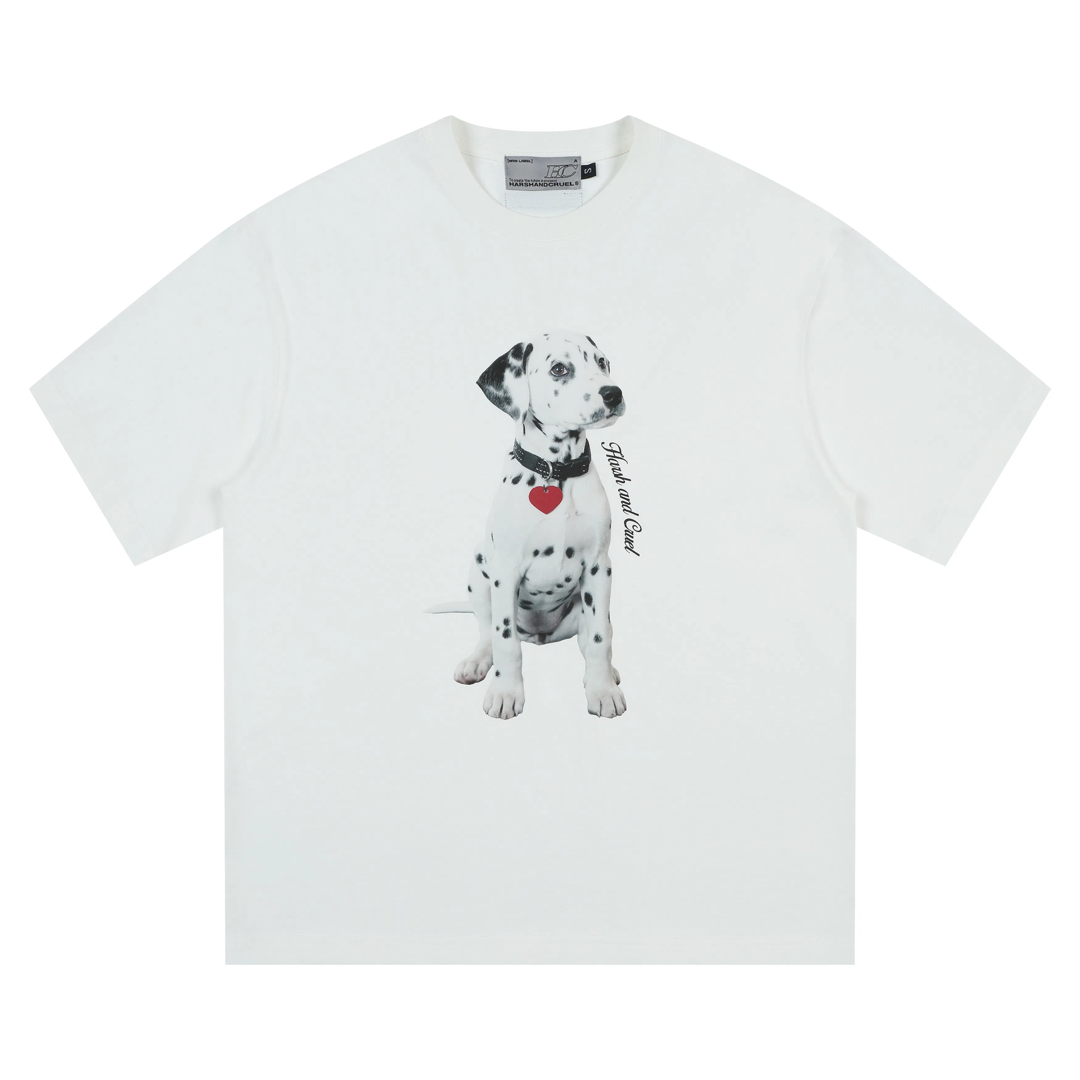 HARSH AND CRUEL Relaxed Spot Dog Print T-Shirt White