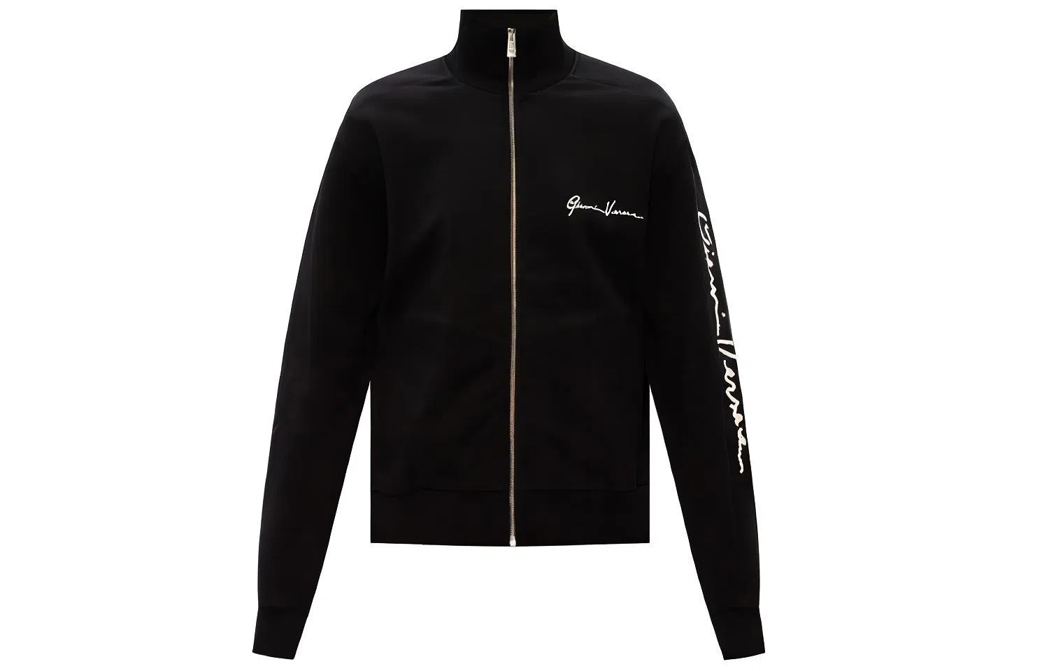 Versace Logo Embroidered Zip Jacket Black