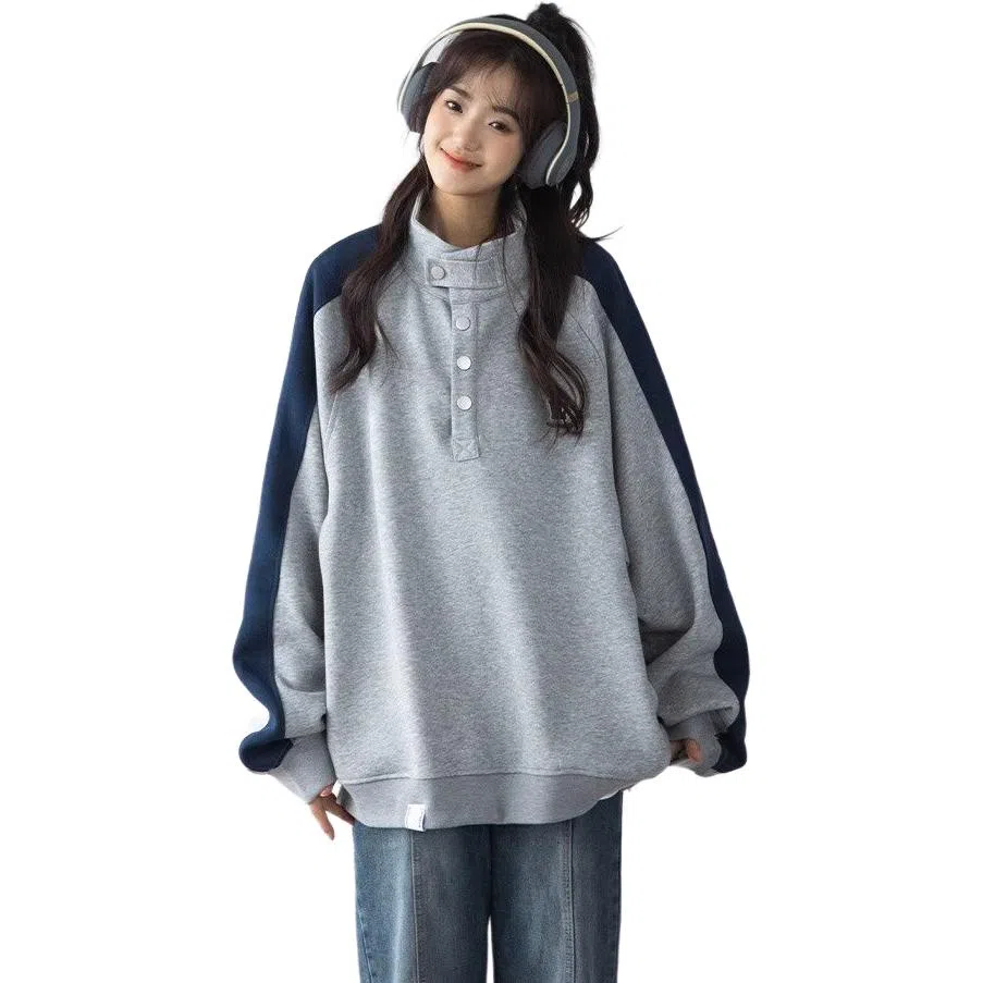 Yu'er Lian Heavyweight Retro Colorblock Sweatshirt