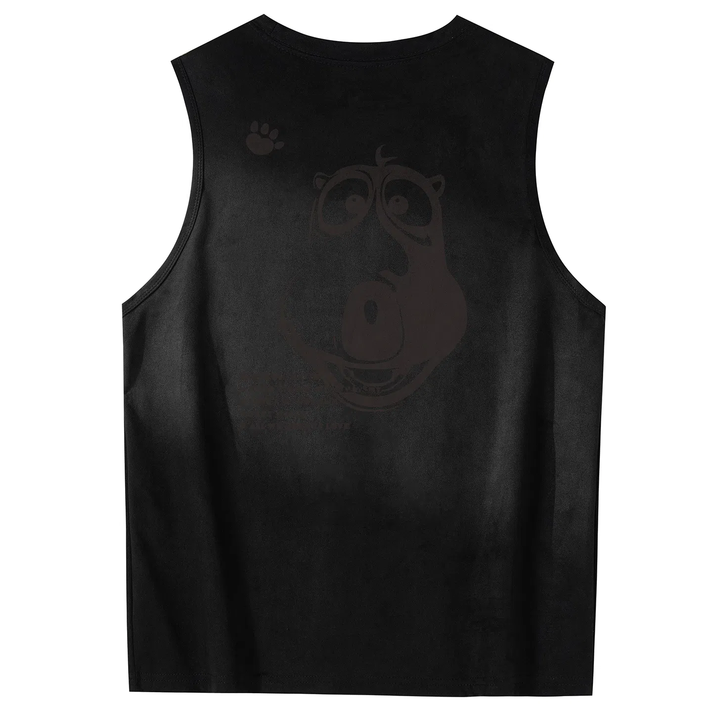 大卫贝肯 手绘艺术字母搞怪小熊印花宽松直筒背心 男女同款
