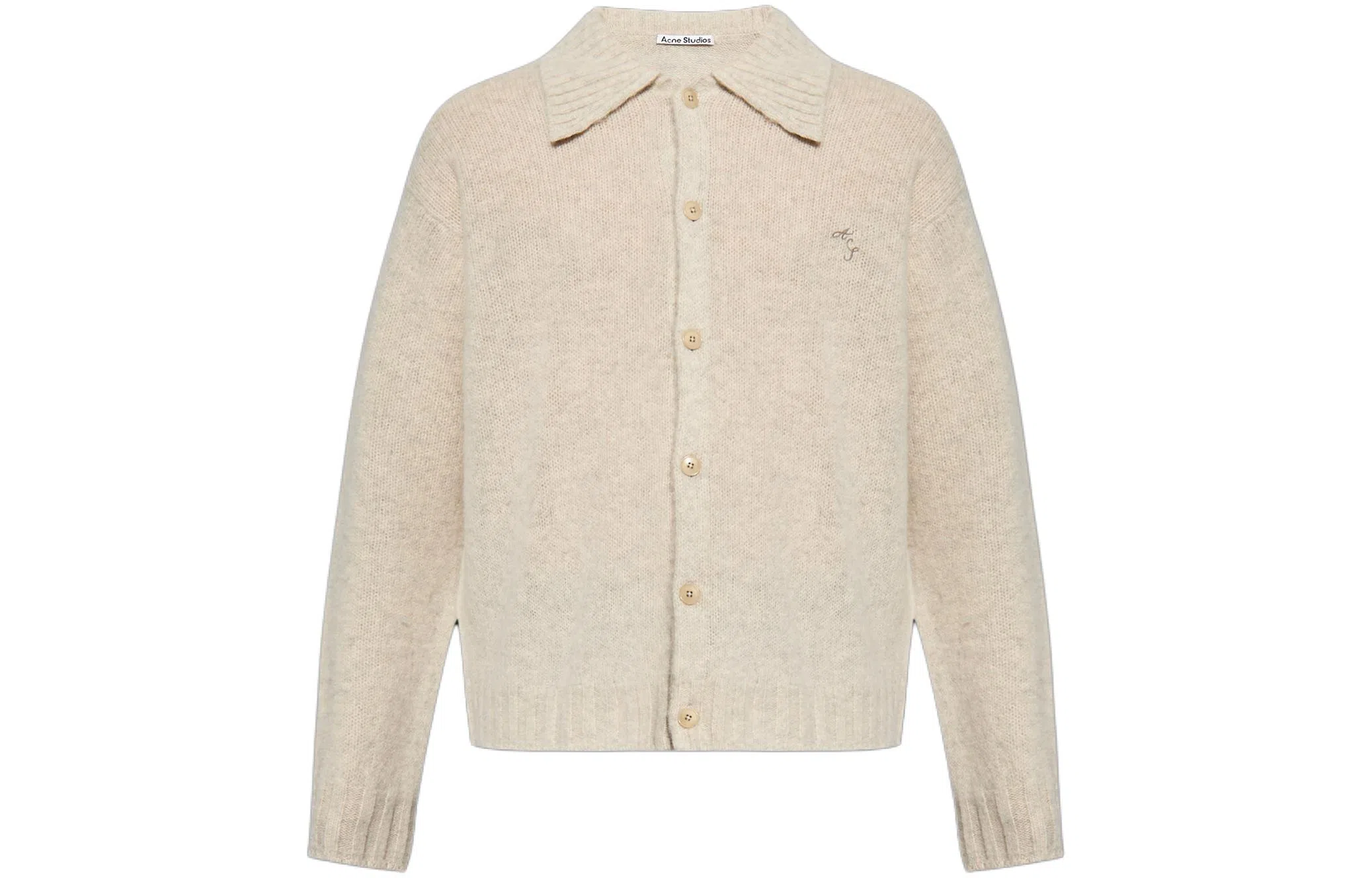 Acne Studios SS24 Long Sleeve Polo Sweater Beige