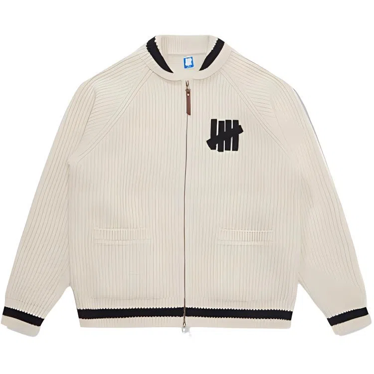 UNDEFEATED FW24 Striped Logo Baseball Collar Knit