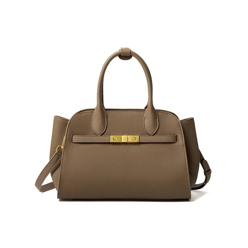 红蜻蜓 时尚大容量托特通勤百搭凯莉单肩斜挎流行优雅高档 牛皮革 手提包 常规 女款 大象灰