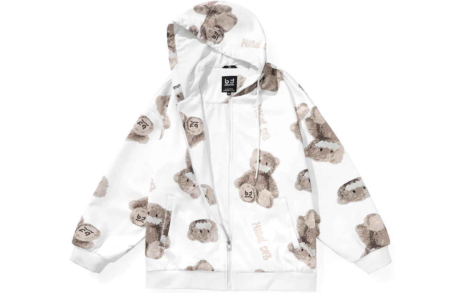 bt Bear Print Hoodie Jacket