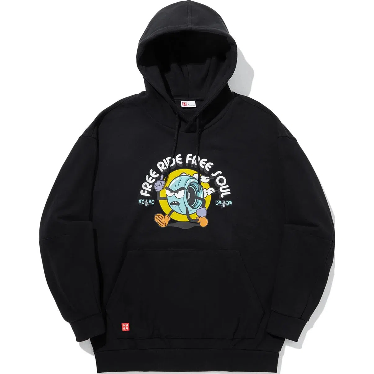 中国李宁 印花字母连帽舒适透气宽松卫衣 男女同款 黑色