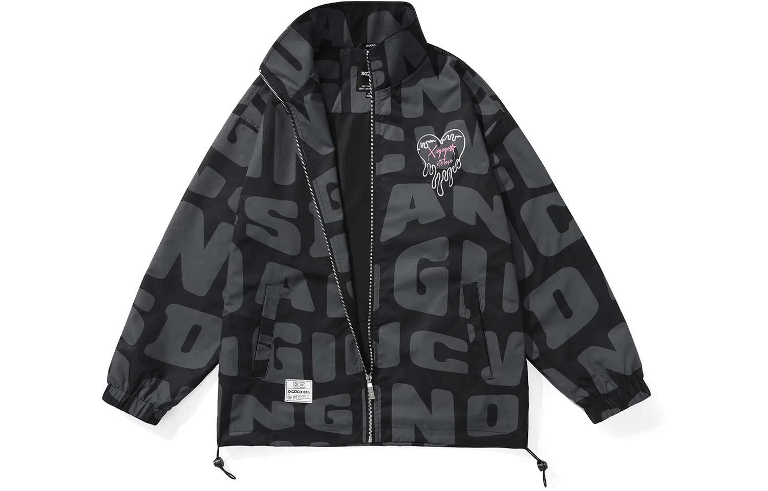 XXGOGO Letter Print Heart Jacket