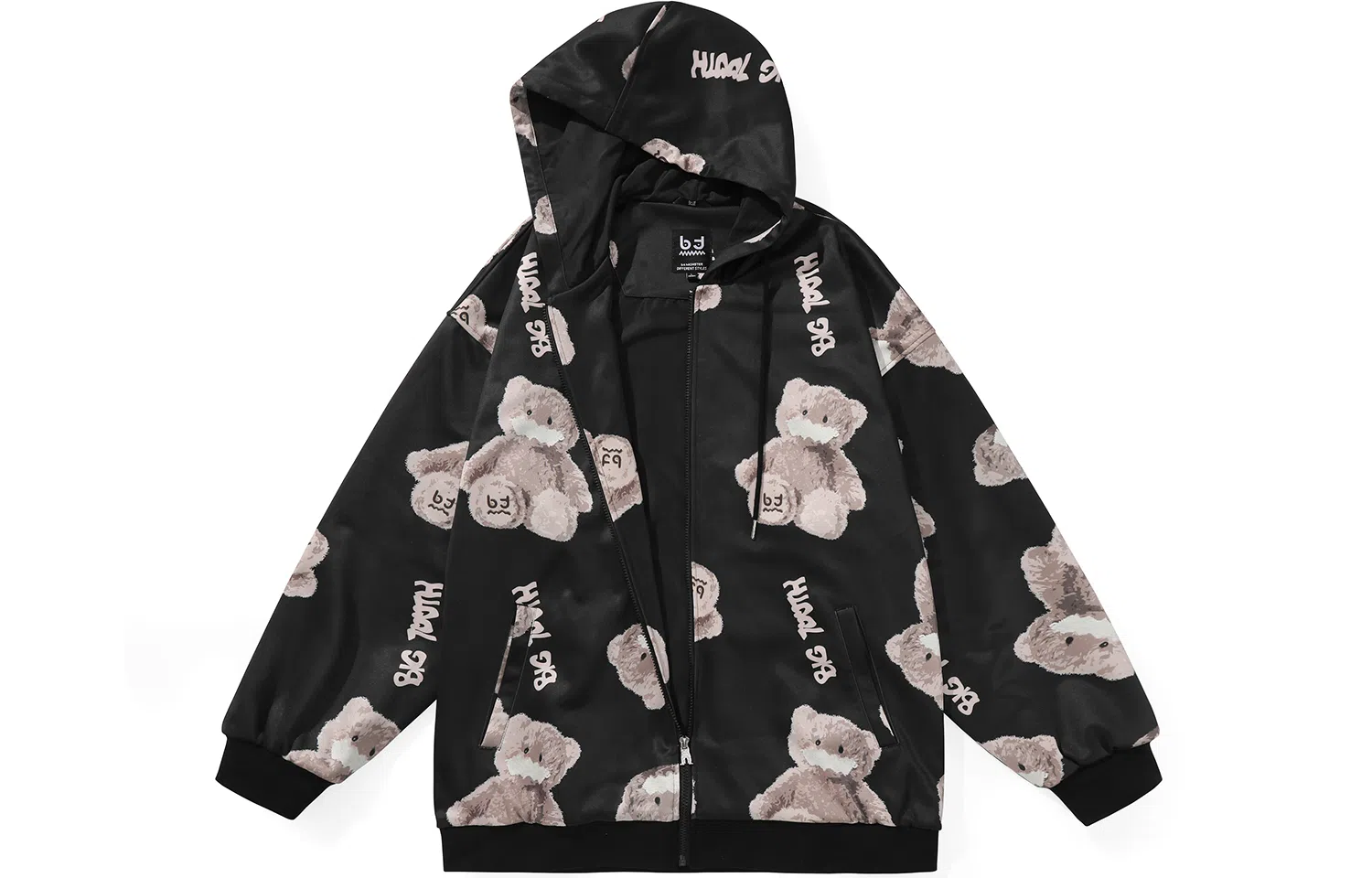 bt Bear Print Hoodie Jacket