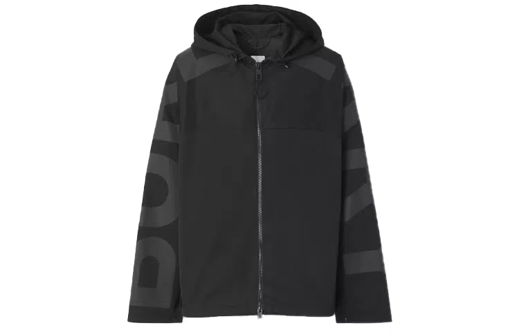 Burberry Letter Print Hoodie Jacket Black