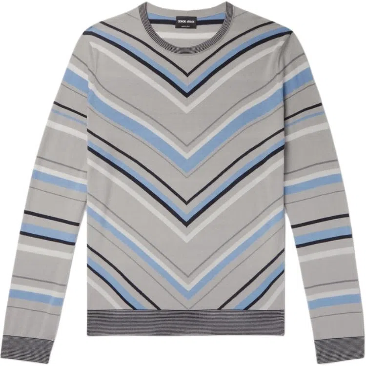 Armani Crewneck Wool Sweater Unisex Patterned