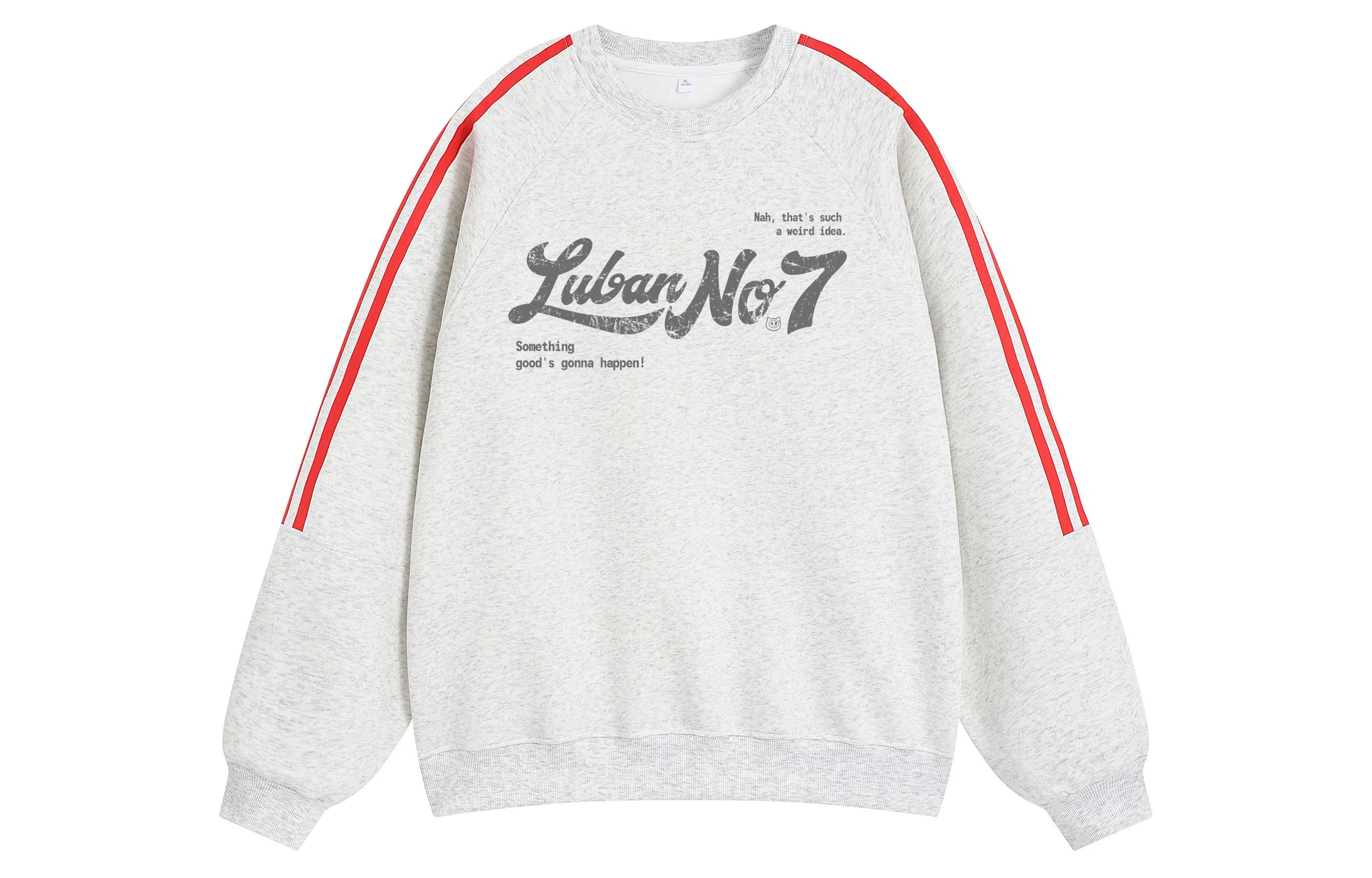 王者荣耀 鲁班七号星空梦想款美式高街基础款条杠重磅斑驳字母印花套头简约宽松柔软舒适休闲百搭长袖圆领卫衣 男女同款