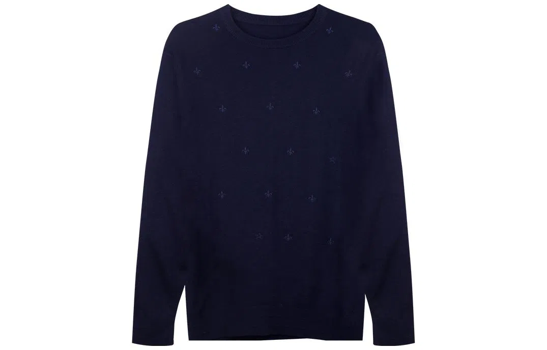 才子 满印风刺绣圆领休闲毛衣 男款