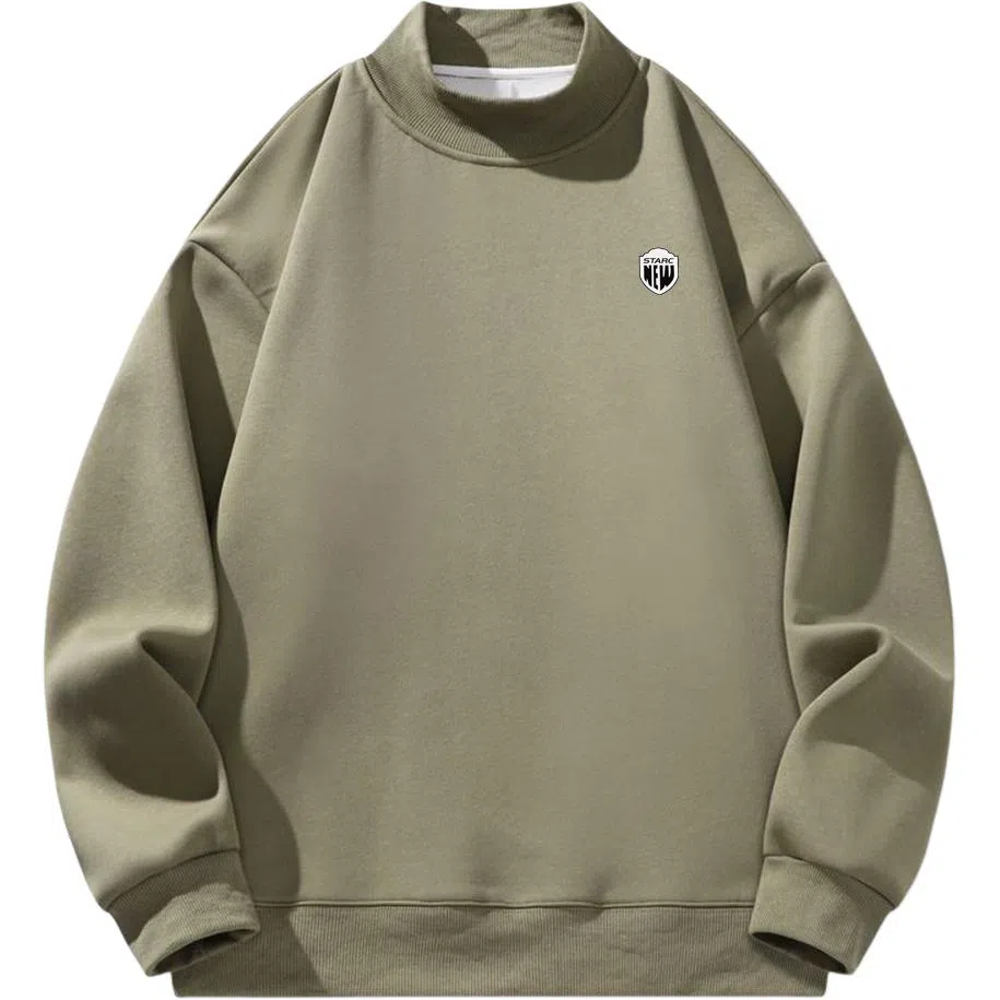 星际者 美式纯色学院风款宽松休闲基础款柔软亲肤通勤百搭时尚户外潮流重磅套头打底内搭半高领卫衣 男女同款