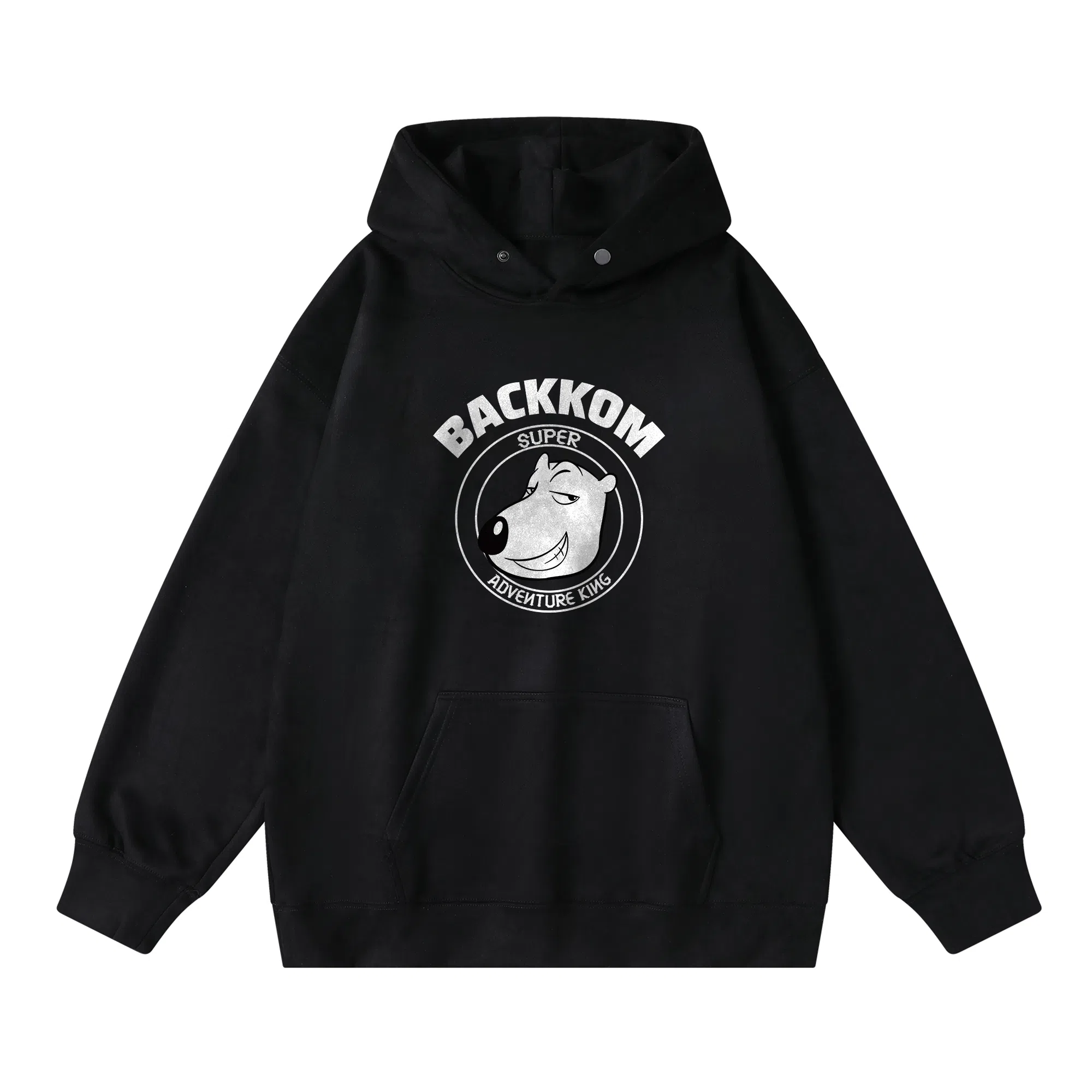 大卫贝肯 美式复古搞怪倒霉熊字母印花休闲百搭落肩套头长袖连帽卫衣 男女同款