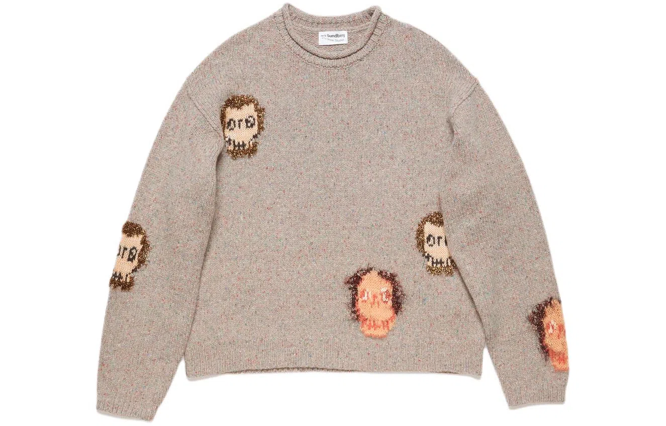 Acne Studios Jacquard Skull Jumper Brown