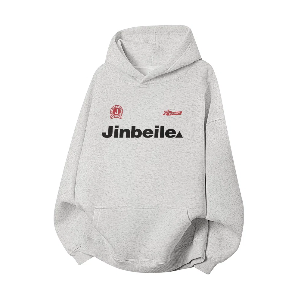 金贝勒 美式复古学院风字母印花潮流百搭重磅休闲宽松套头连帽卫衣 男女同款 黑色