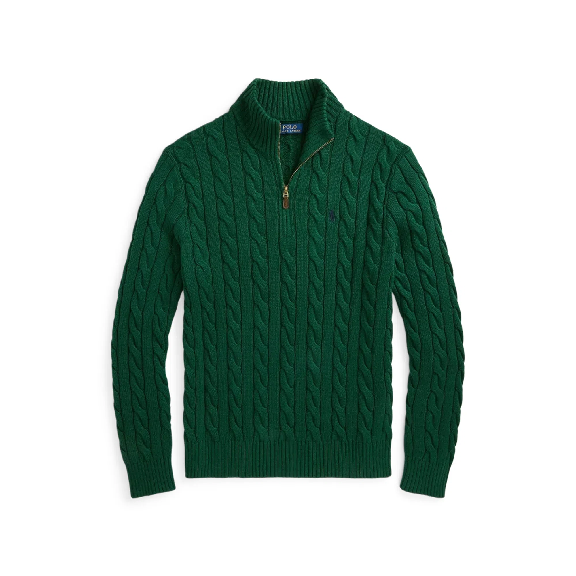 Polo Ralph Lauren FW24 Cable Knit Mock Neck Sweater Pine