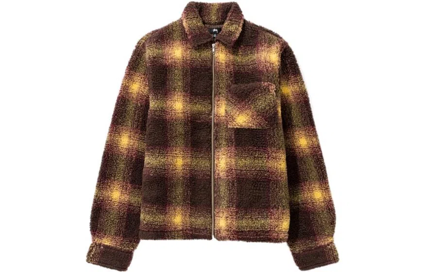 Stussy Shadow Plaid Sherpa Zip Shirt