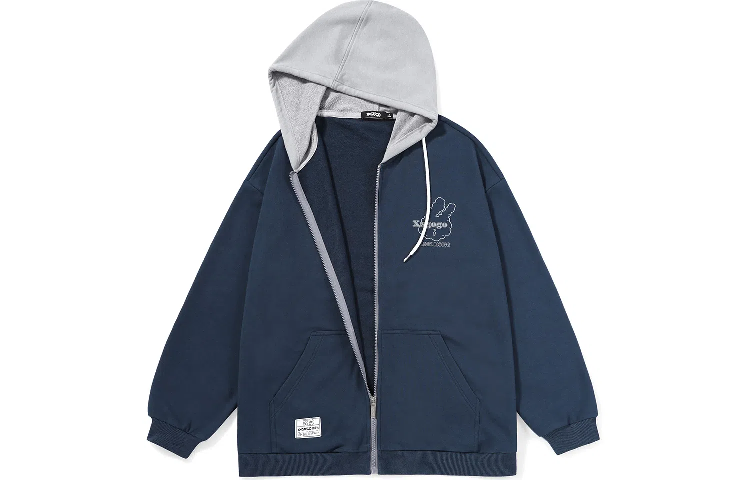 XXGOGO Colorblock Letter Print Hoodie Jacket