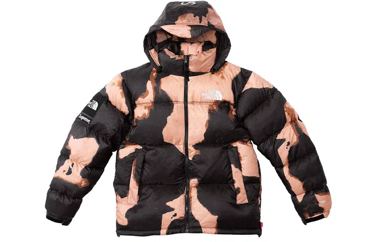 Supreme x THE NORTH FACE FW21 TNF Bleached Denim Print Nuptse Jacket
