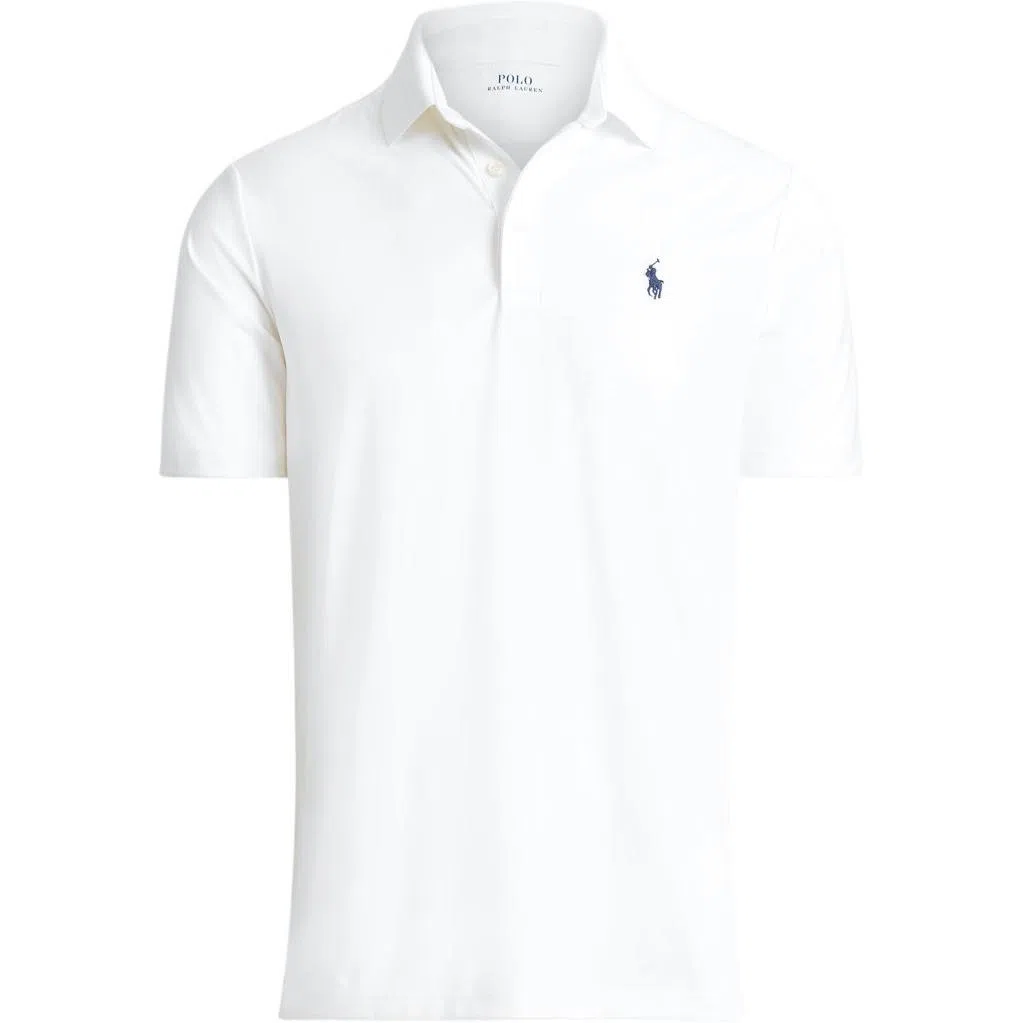 Ralph Lauren SS24 Ribbed Embroidered Polo Shirt White