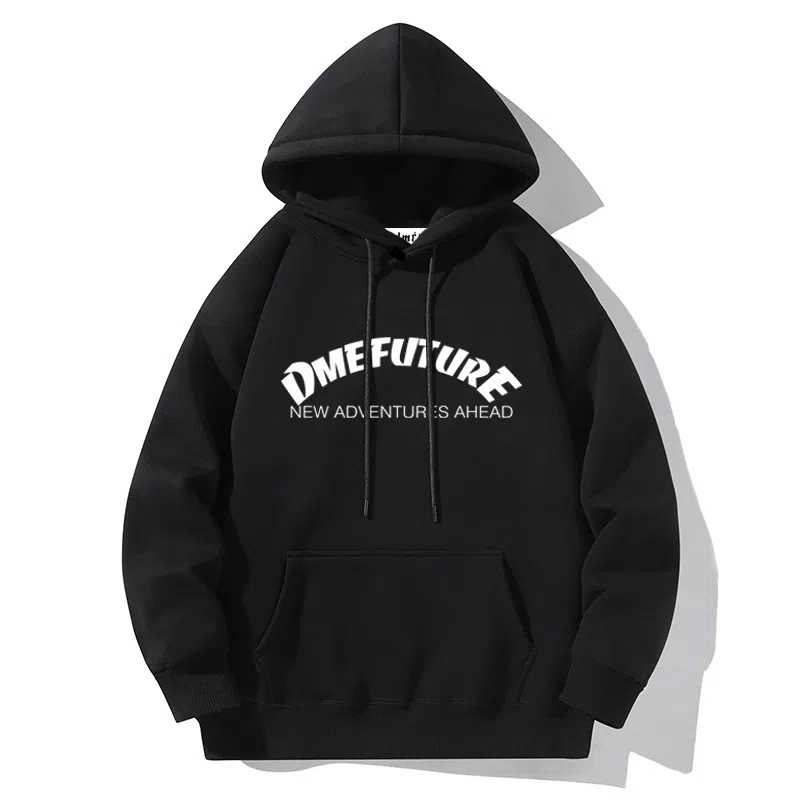 【dme】 美式设计款个性字母印花宽松连帽百搭休闲青少年中性风卫衣 男女同款