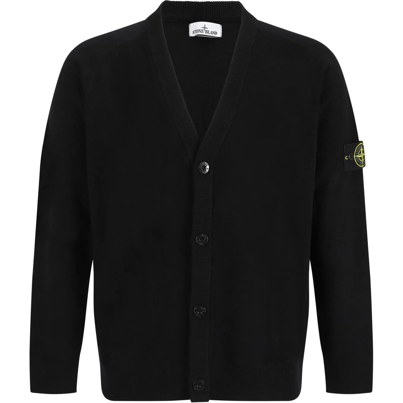 Stone Island V-Neck Cardigan Black