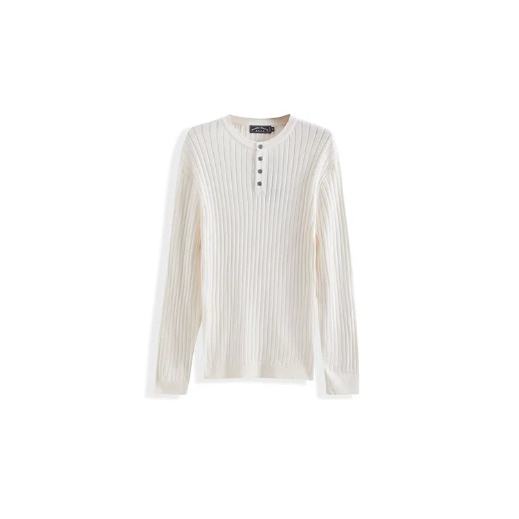 我是大卫 美式圆领纯色修身打底针织衫 男女同款