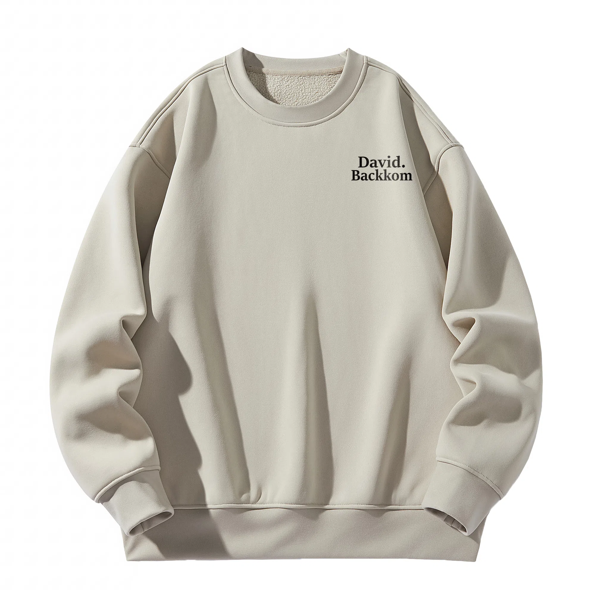 大卫贝肯 美式复古简约宽松休闲圆领长袖卫衣 男女同款 西瓜粉