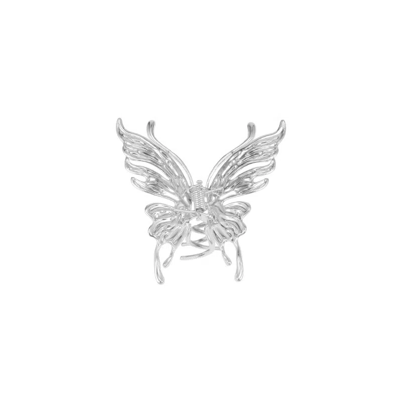 水中玉 银色金属蝴蝶抓夹女高级感后脑勺夹子半扎发头饰发卡 发夹 女款