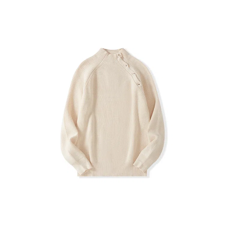 我是大卫 纯色半高领插肩袖套头针织衫 男女同款