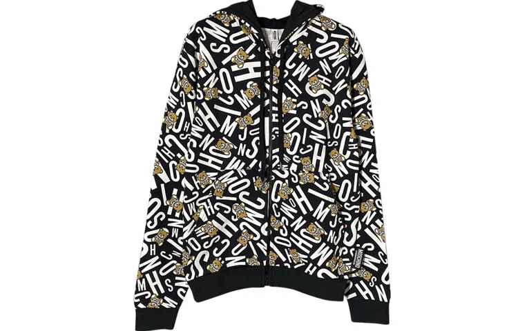 Moschino Teddy Logo Zip Hoodie Black