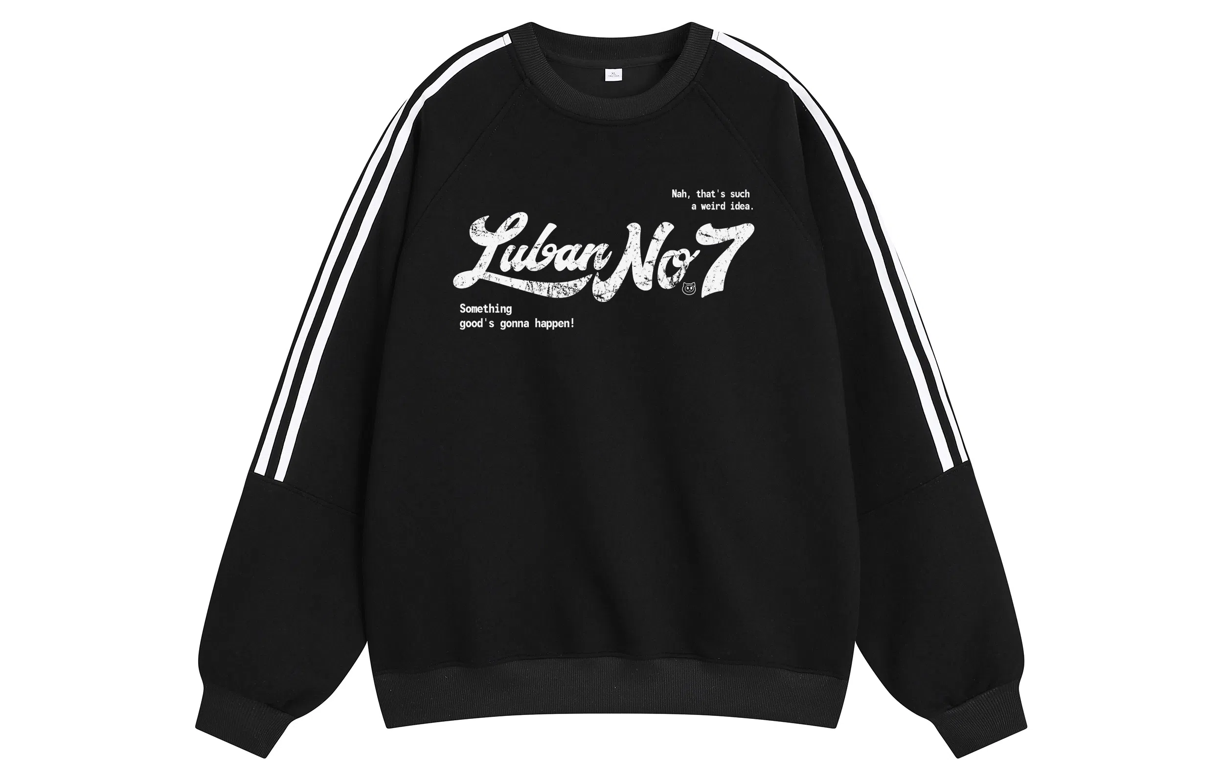 王者荣耀 鲁班七号星空梦想款美式高街基础款条杠重磅斑驳字母印花套头简约宽松柔软舒适休闲百搭长袖圆领卫衣 男女同款