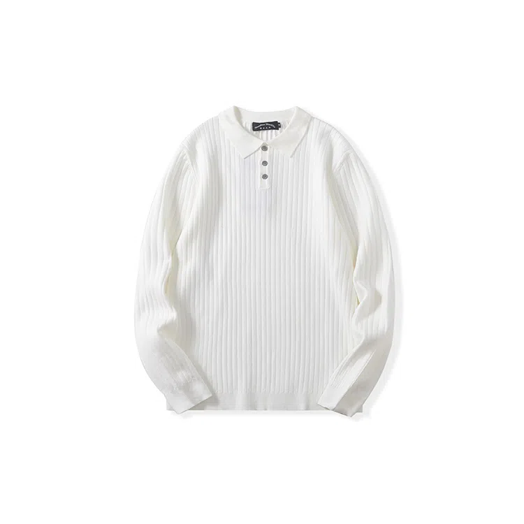 我是大卫 纯色翻领套头休闲百搭长袖针织衫 男女同款