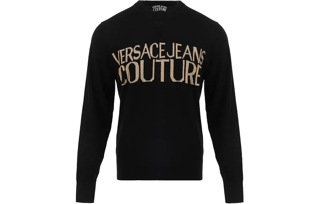 Versace Jeans Couture SS24 Logo Knit Sweater Black